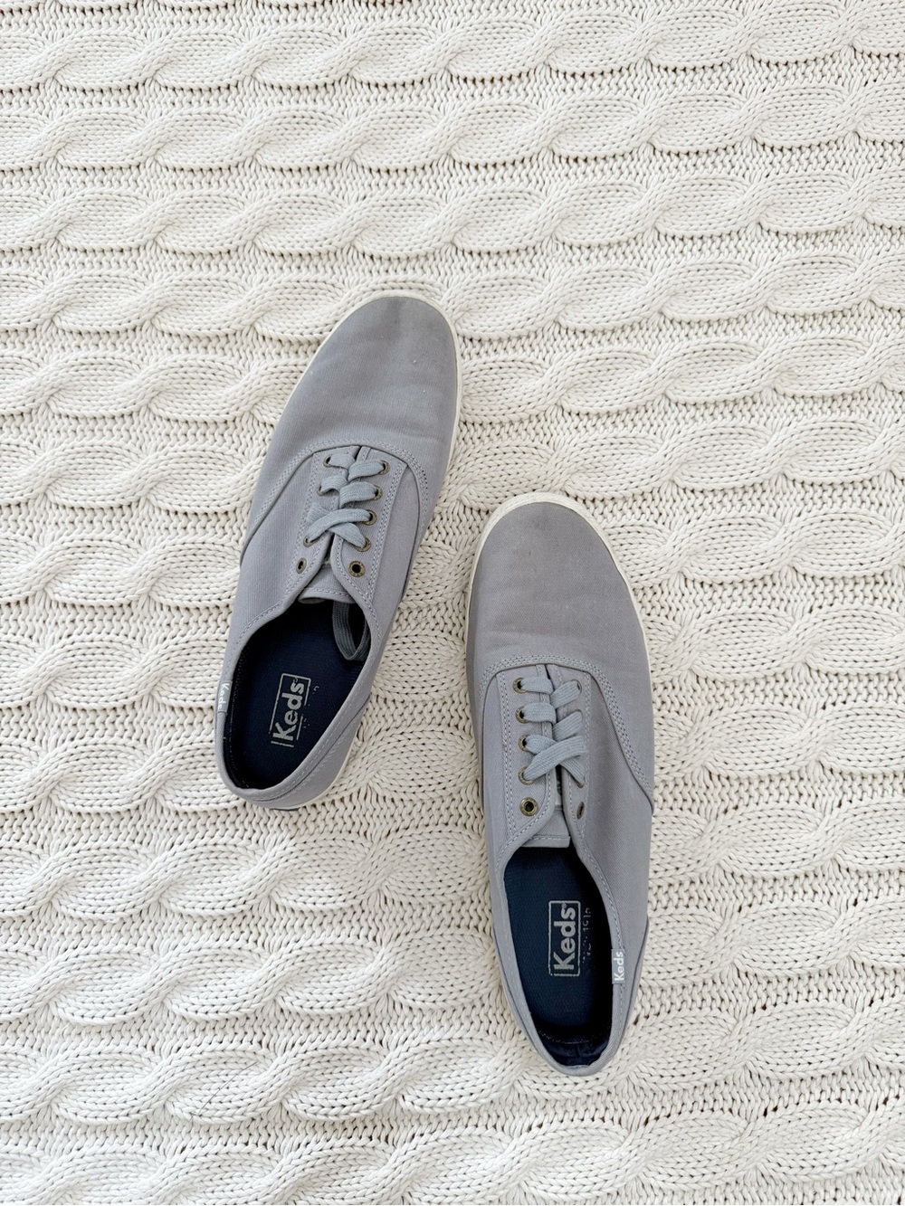 Keds Men’s Light Gray Canvas Lace-Up Sneakers